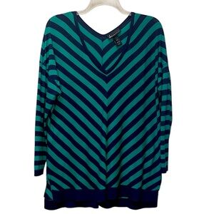 Lane Bryant Green and Blue Striped Sweater